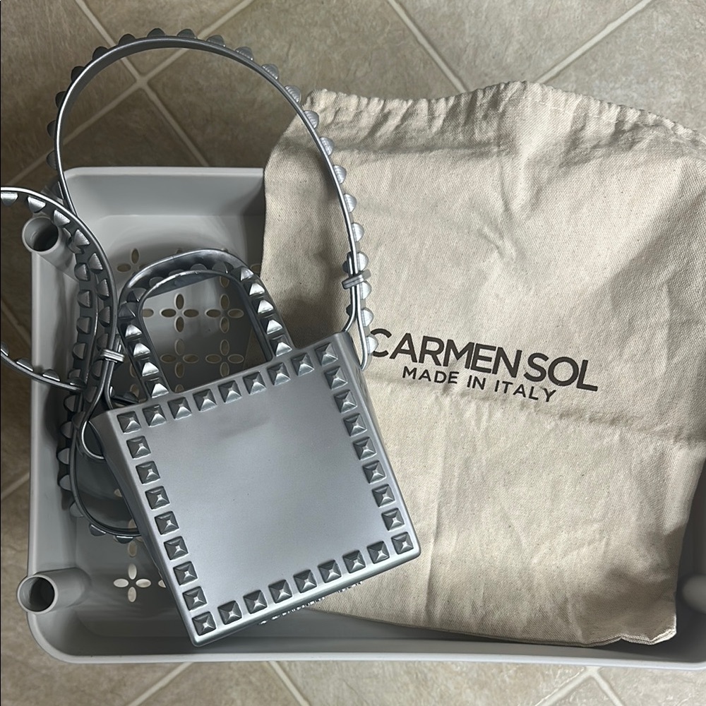 Carmen Sol Silver Studded Handbag